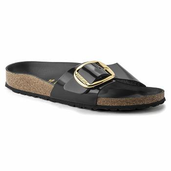 Dámské Madrid Birkenstock Big Přezkou High Shine Natural Lakovaná Læder Černé | CZ 410LIS